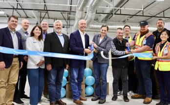 Gov. Gianforte helping cut the ribbon on the Amazon delivery station in Great Falls. Photo credit Office of the Governor 